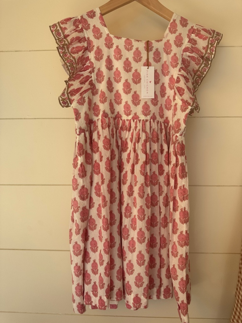 Pink Chicken Cream Dress with Pink Floral Print
